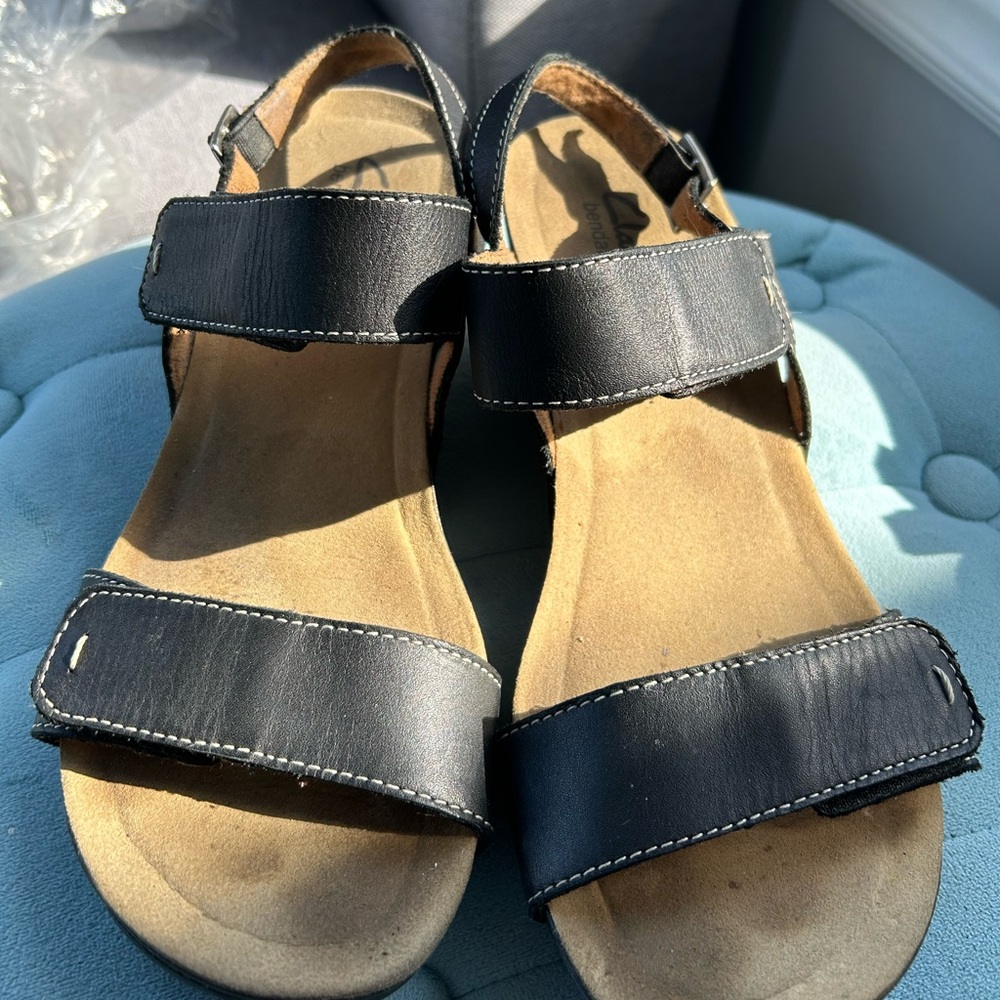 Black Clark leather sandals 6